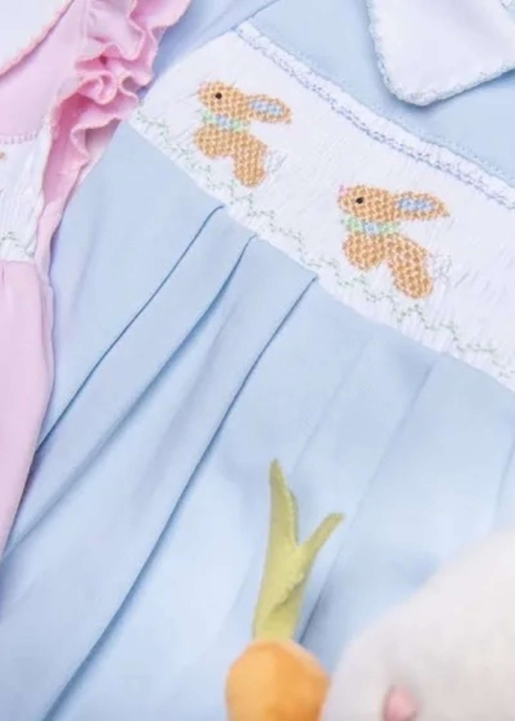 MAG SPRINGTIME BUNNY CLASSICS SMOCKED COLLARED BLUE FLUTTERS BUBBLE
