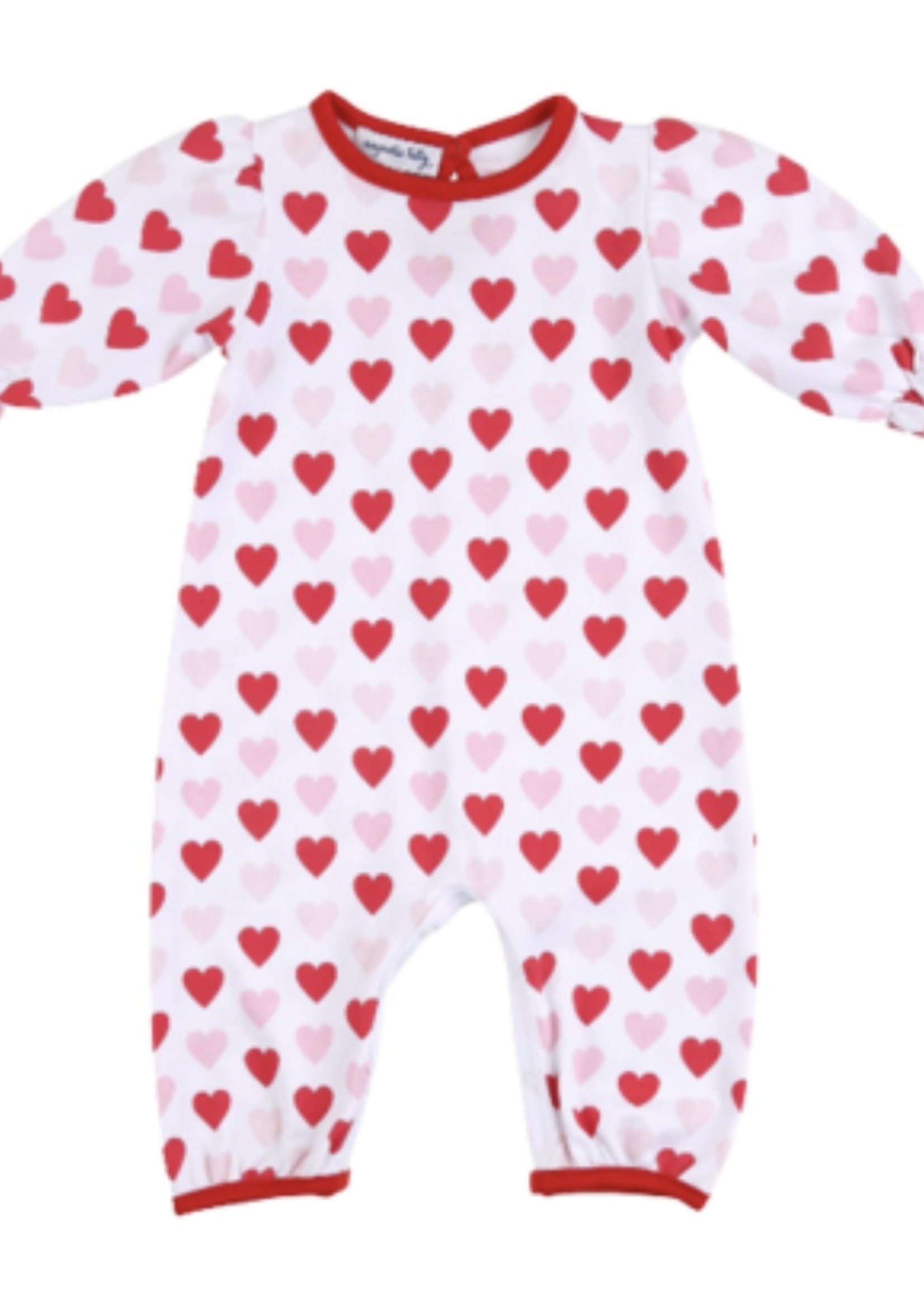 MAG RED HEART TO HEART PRINTED RUFFLE L/S PLAYSUIT