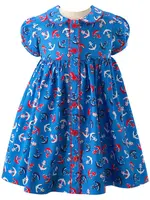 BLUE ANCHOR BUTTON FRONT DRESS & BLOOMERS