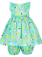 AQUA ICE LOLLY SUNDRESS & BLOOMERS