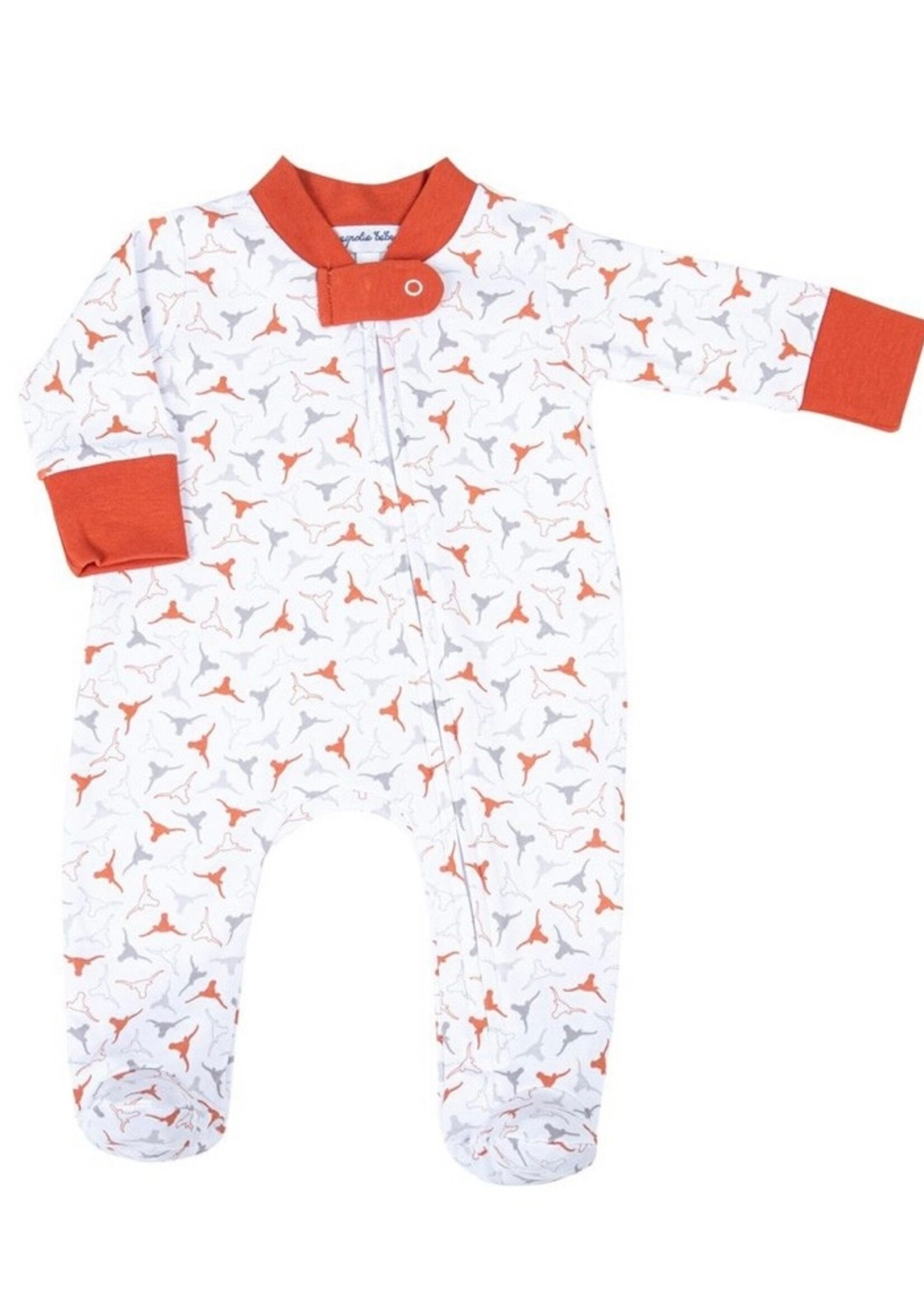 LIL LONGHORN PRINTED ZIPPER FOOTIE