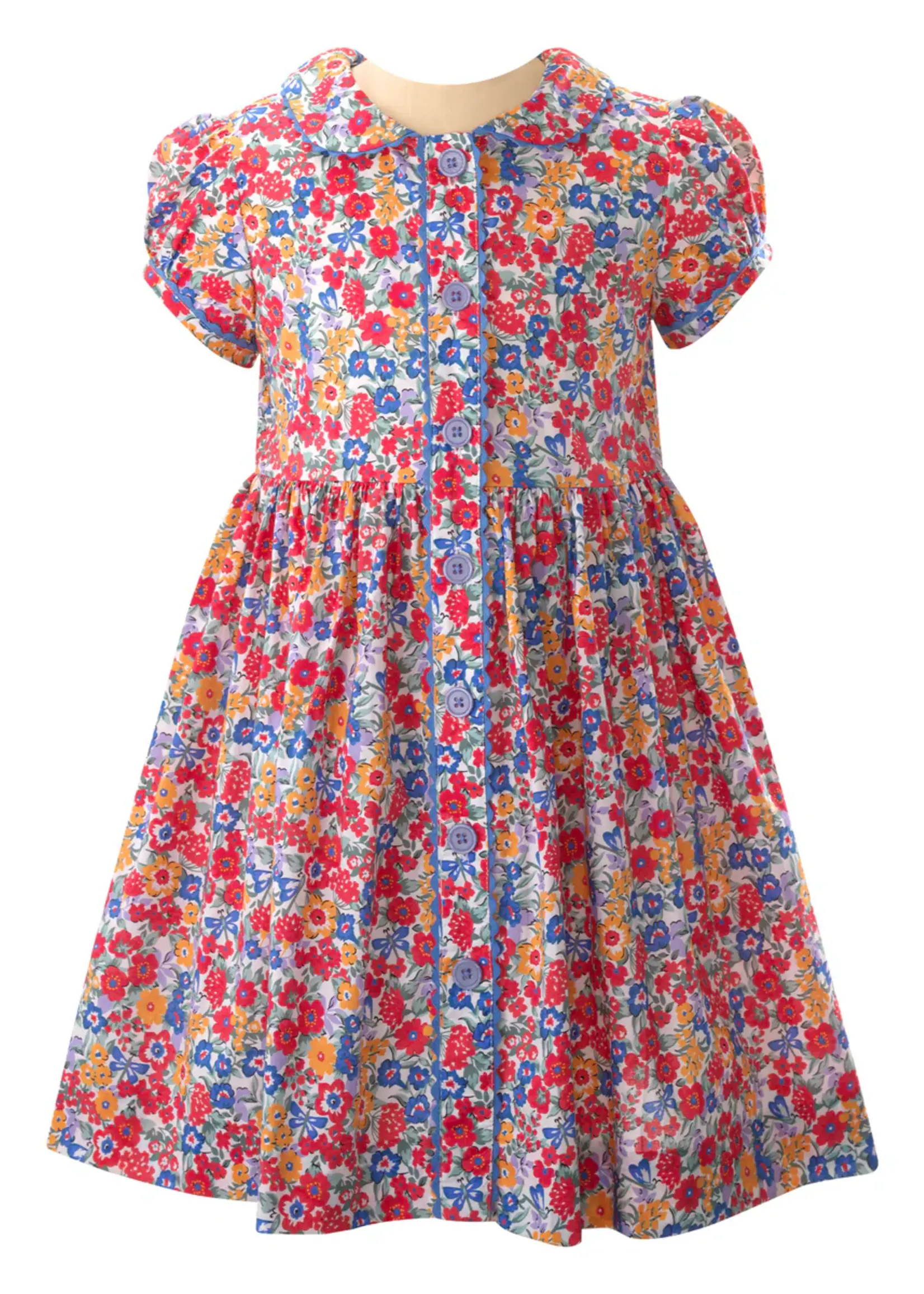 RED MEADOW FLORAL BUTTON DRESS