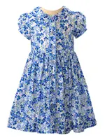 BLUE PERIWINKLE FLORAL BUTTON DRESS & BLOOMERS