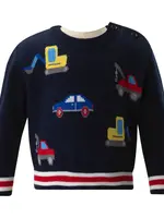 NAVY MOTOR INTARSIA SWEATER