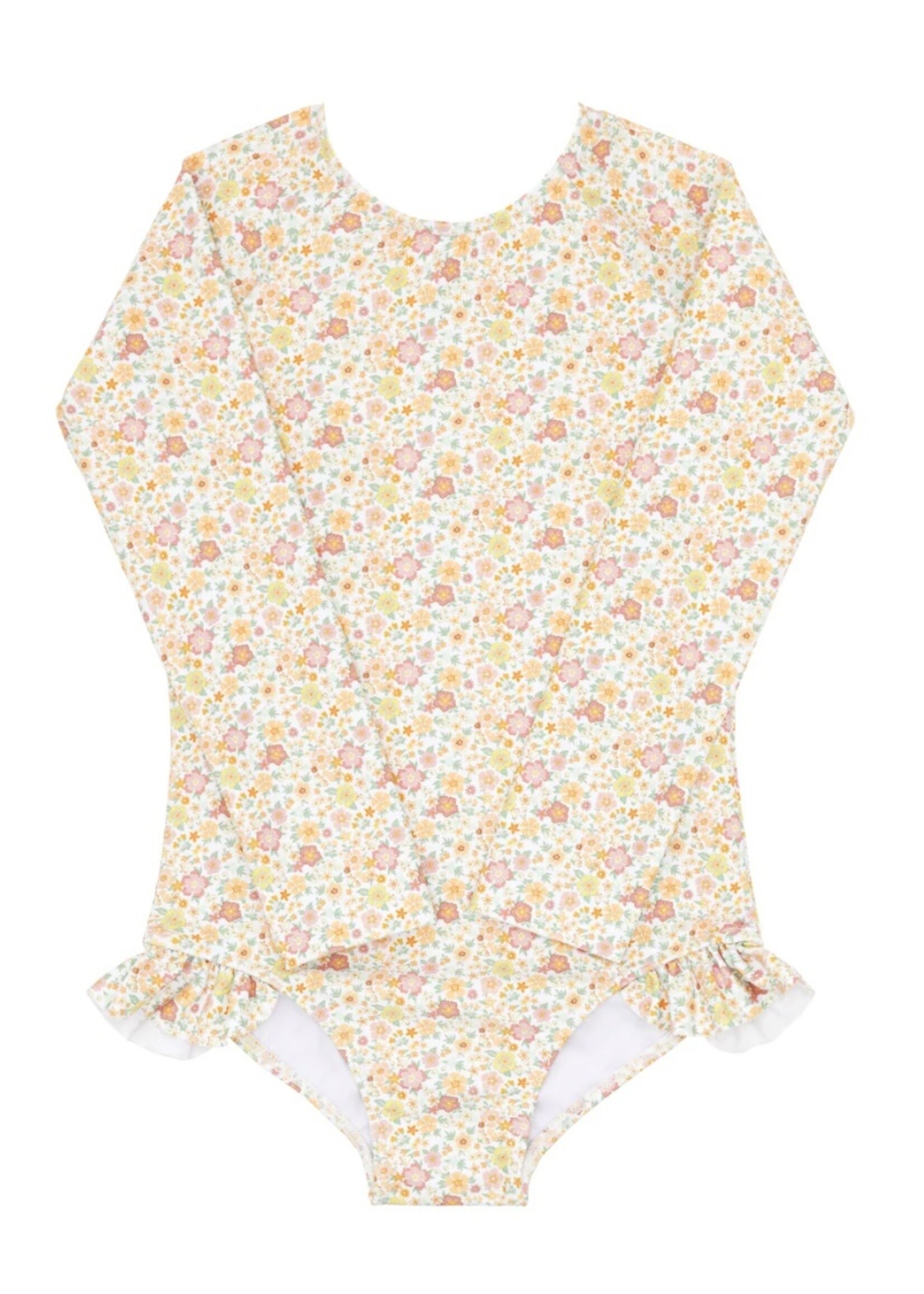 MARIGOLD FLORAL RASHGUARD ONE PIECE