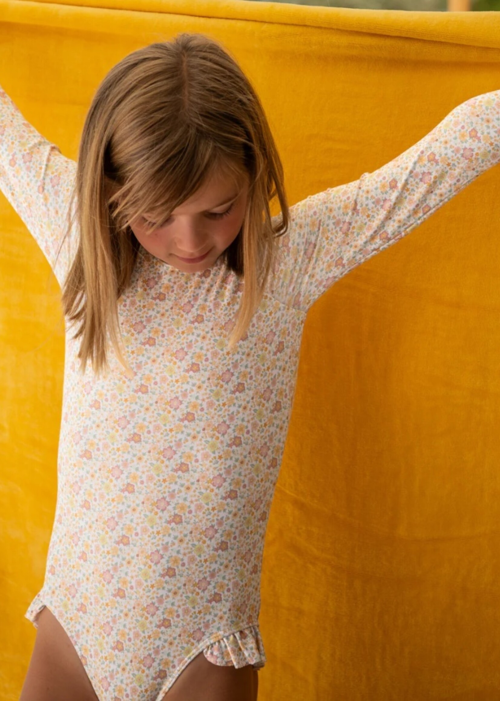 MARIGOLD FLORAL RASHGUARD ONE PIECE