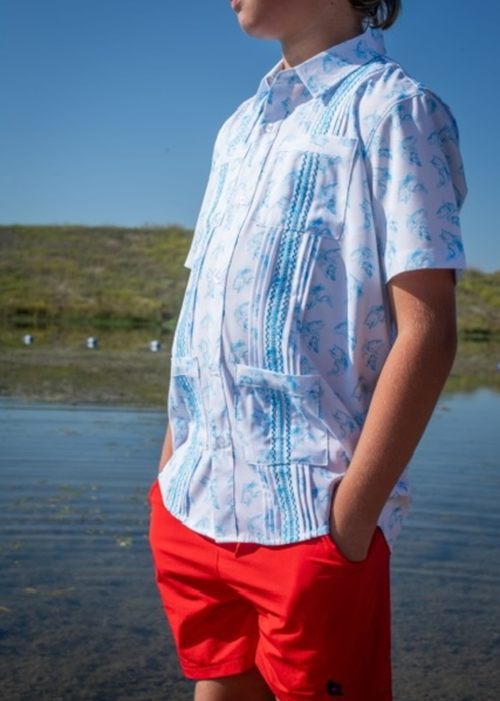BLUE BASS GUAYABERA SHIRT