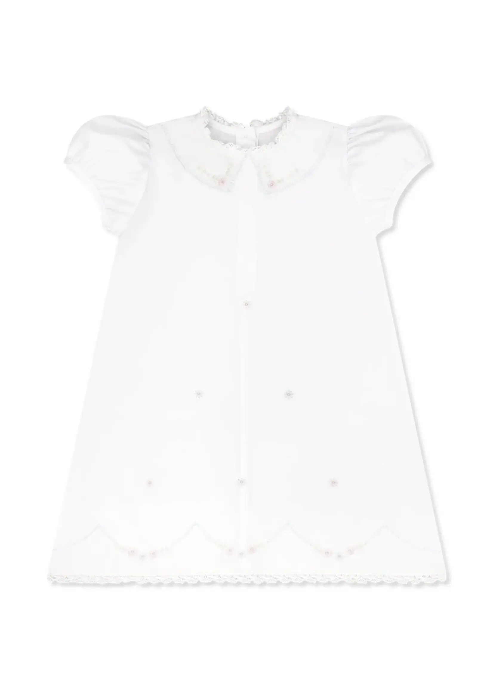 BLESSING WHITE BLUE FLORAL EMBROIDERED KNOTS DRESS