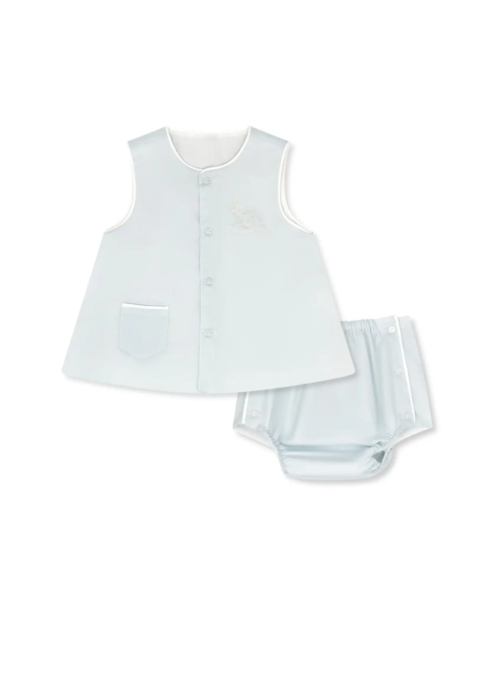 BLESSING BLUE ROCKING HORSE EMB DIAPER SET