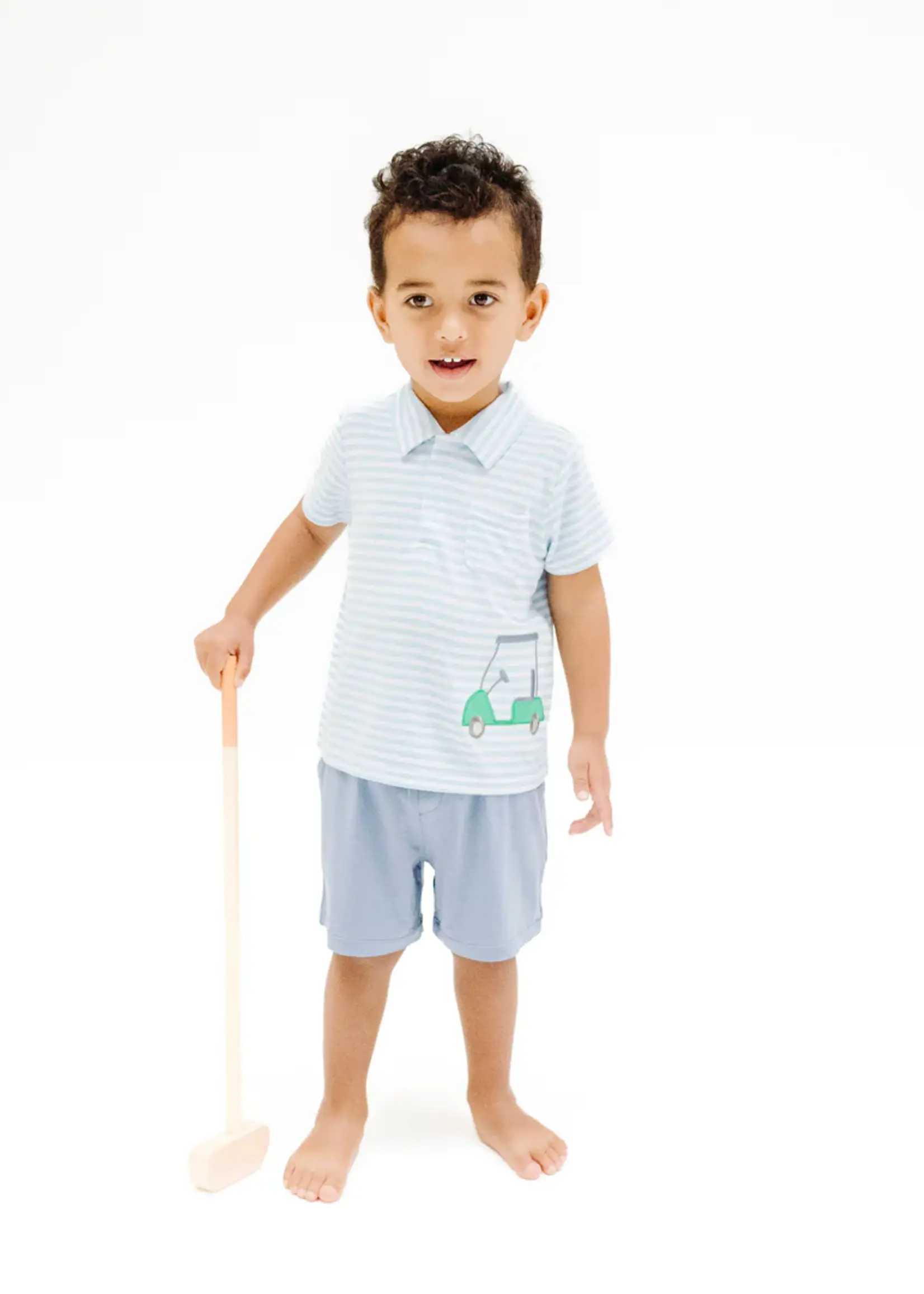 GOLD BLUE STRIPE POLO & SHORT