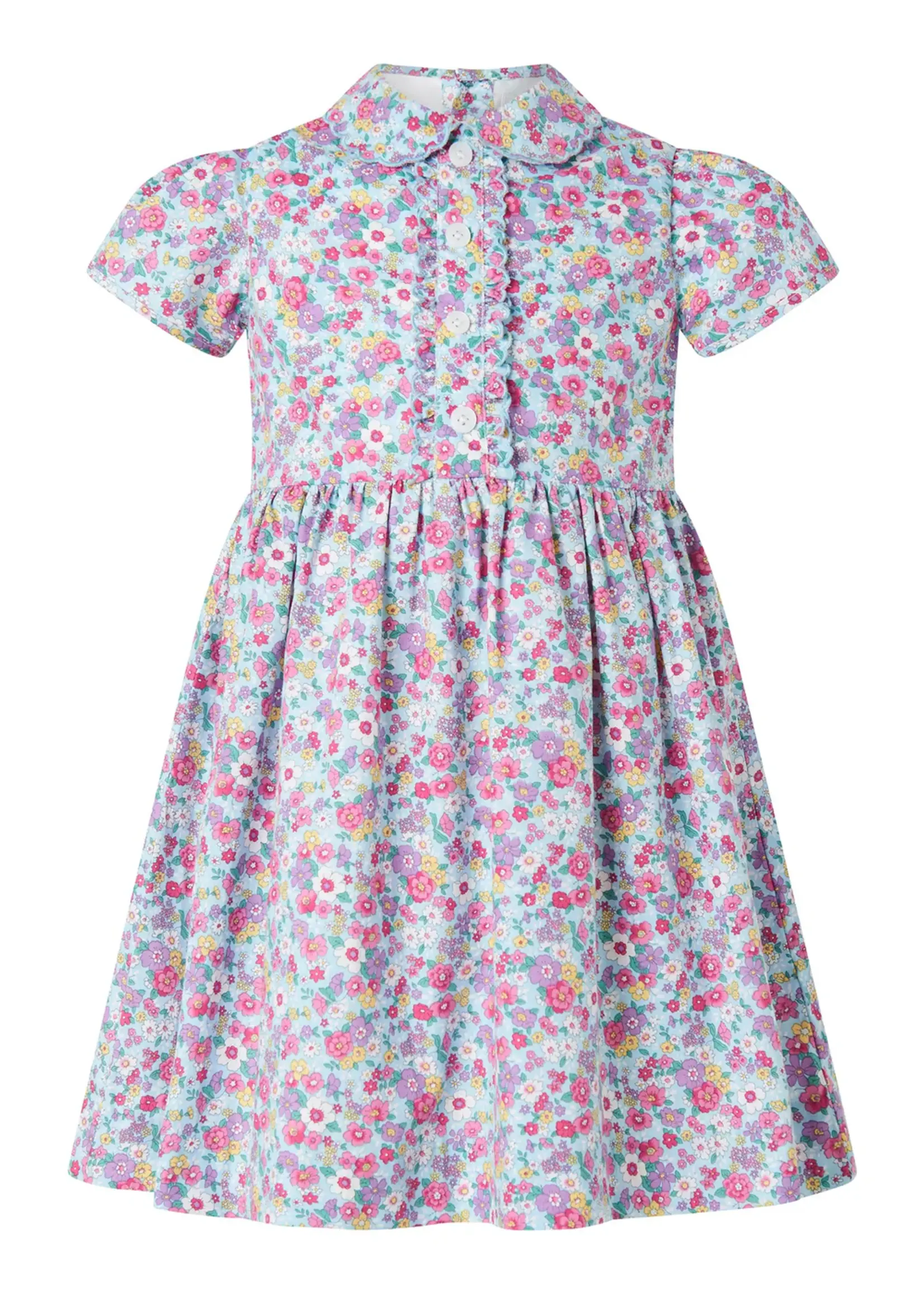 PINK CANDY FLORAL HALF BUTTON DRESS