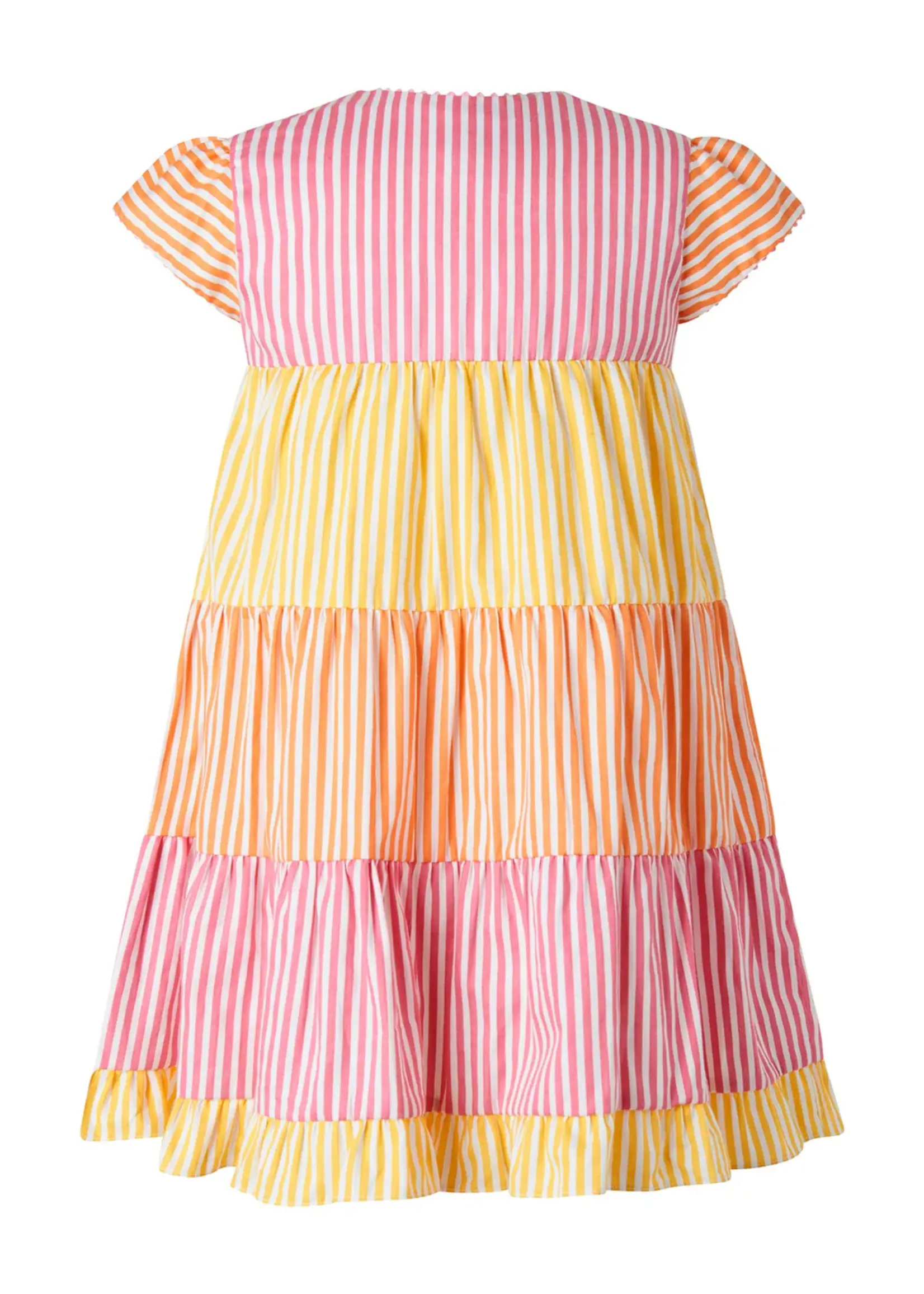 MULTI STRIPED TIER BUTTON DRESS & BLOOMERS