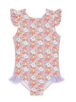 MULTI FLORAL RUFFLE RASHGUARD