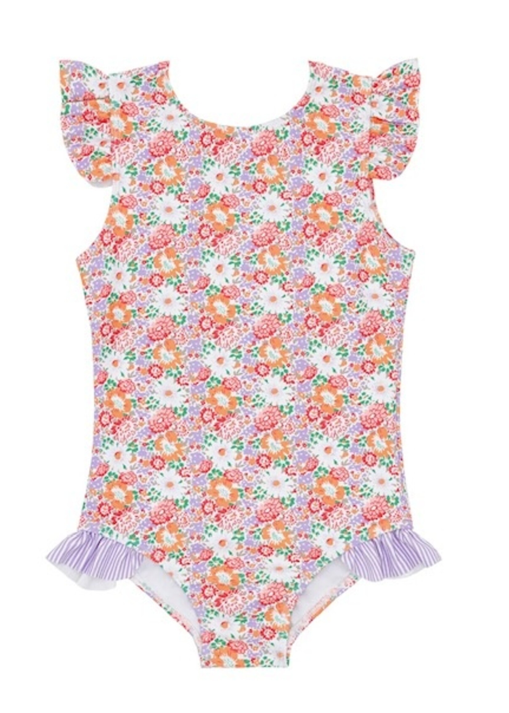 MULTI FLORAL RUFFLE RASHGUARD