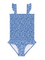 BLUE FLORAL SMOCKED ONE PIECE