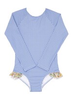BLUE MICRO GINGHAM RASHGUARD
