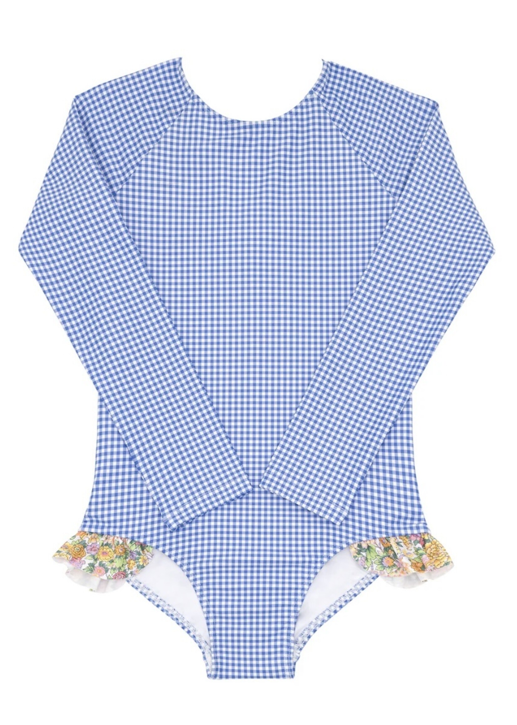 BLUE MICRO GINGHAM RASHGUARD