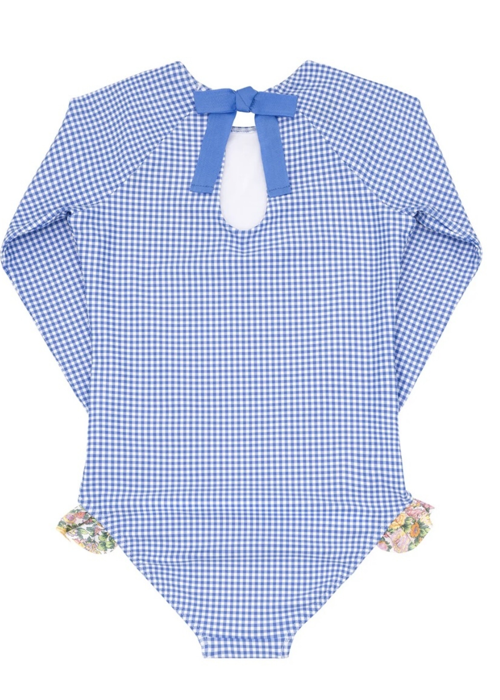BLUE MICRO GINGHAM RASHGUARD