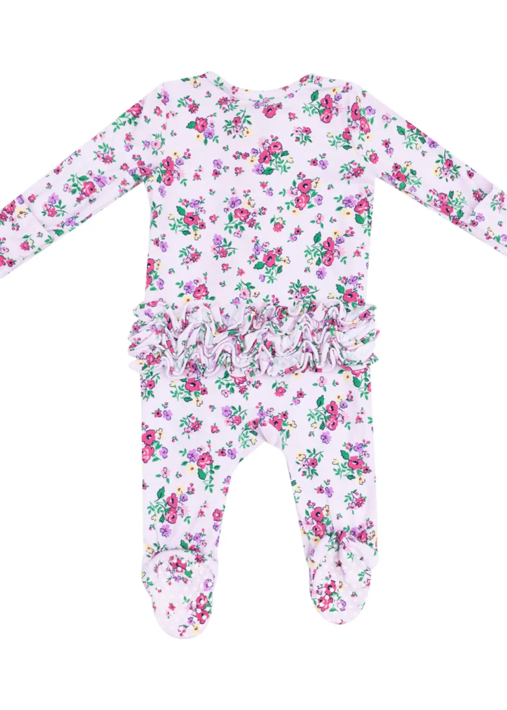 PREPPY ROSES ZIPPER RUFFLE BACK FOOTIE