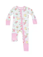 BLUE CUTE HUMMINGBIRDS 2WAY ZIPPER ROMPER