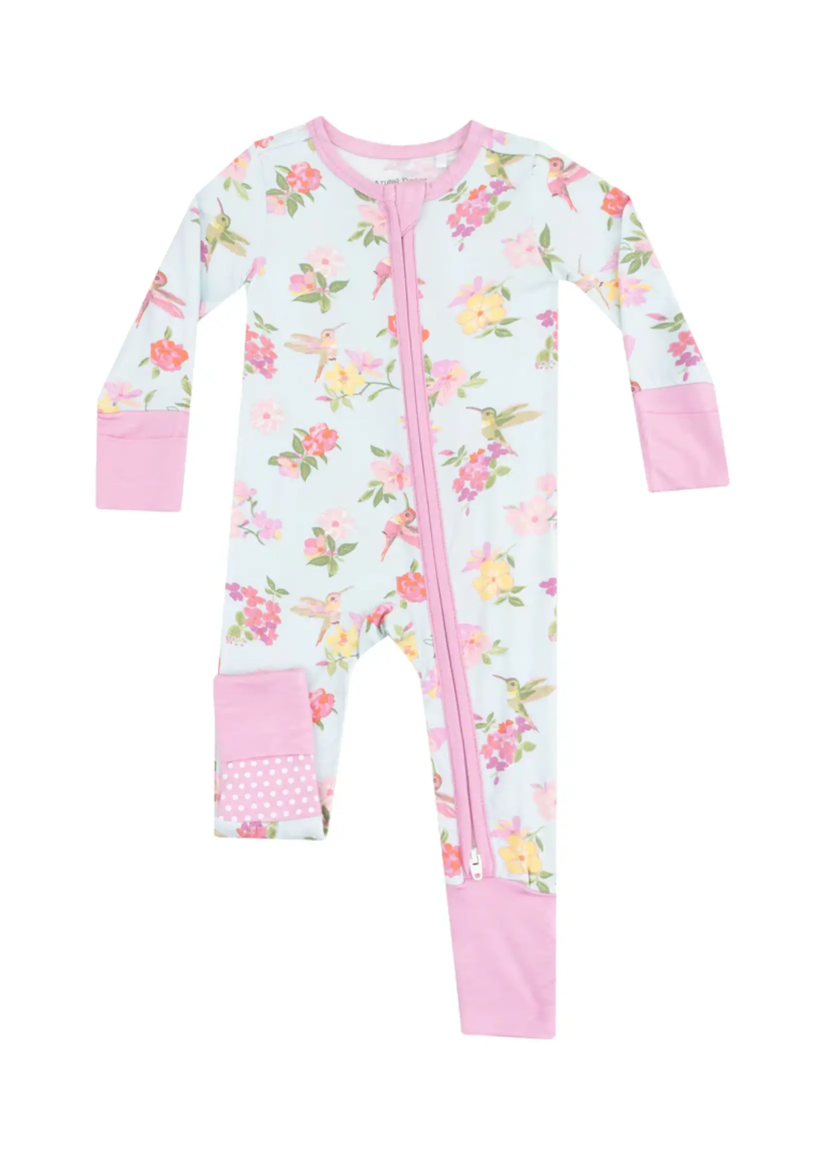 BLUE CUTE HUMMINGBIRDS 2WAY ZIPPER ROMPER