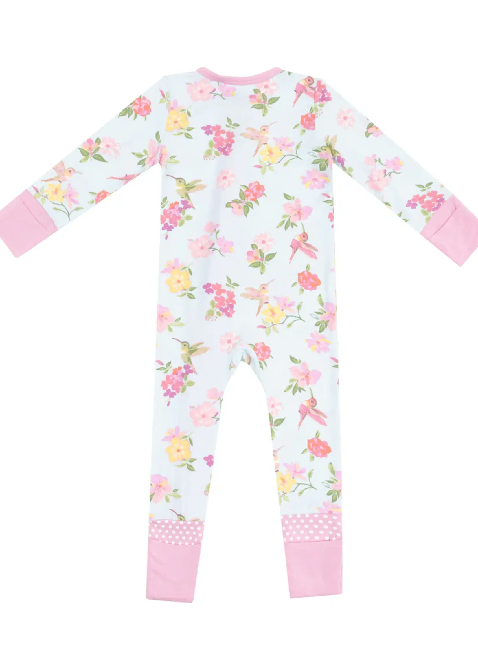 BLUE CUTE HUMMINGBIRDS 2WAY ZIPPER ROMPER
