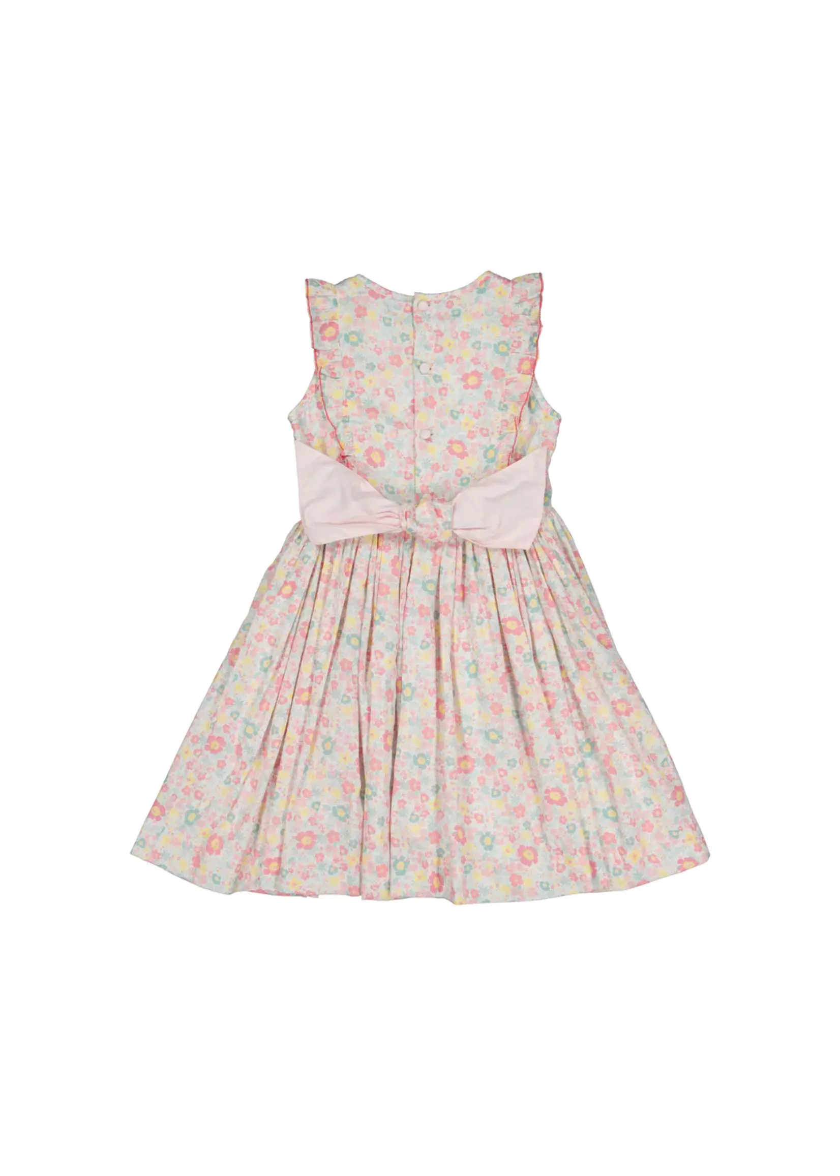 MARGUERITE FLORAL PINK SLVLESS SMOCKED DRESS