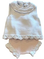 WHITE AND PINK TIE BACK DIAPER SET