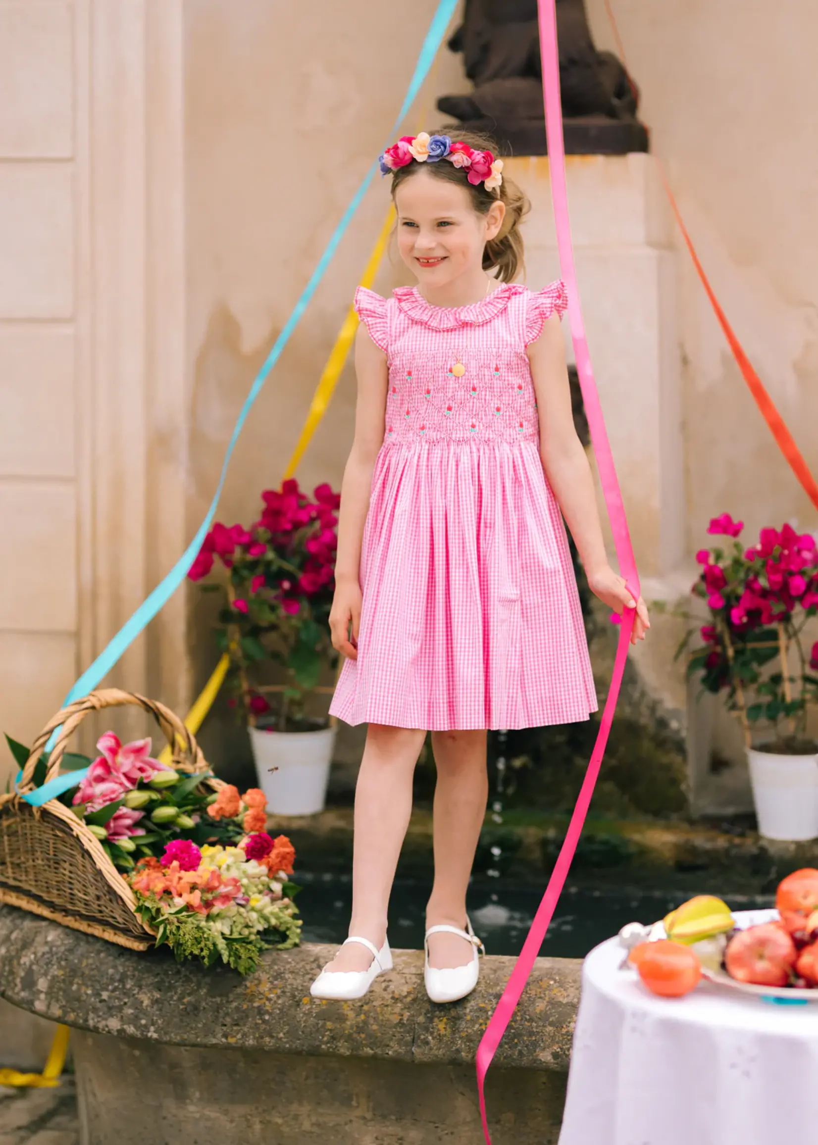 TULIP PINK GINGHAM SMOCKED DRESS