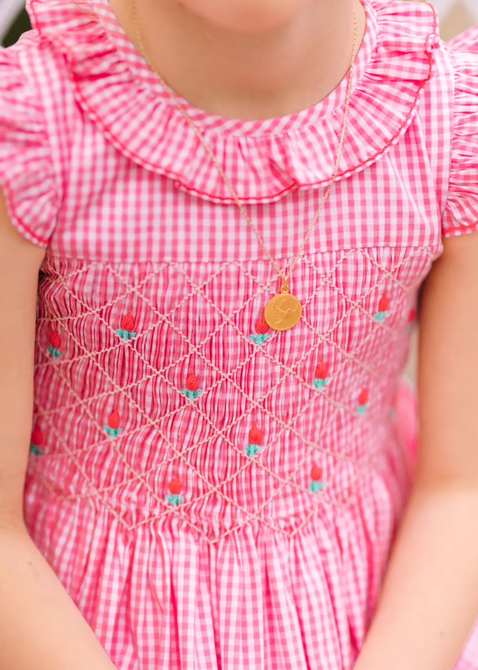 TULIP PINK GINGHAM SMOCKED DRESS