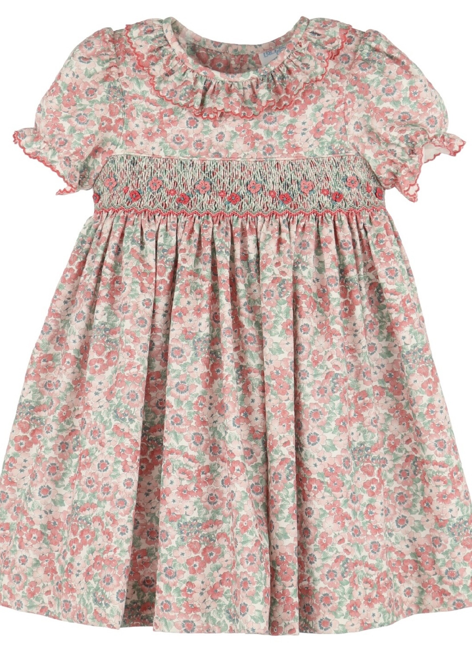 COBALT SCARLET BLUSH FLORAL DRESS