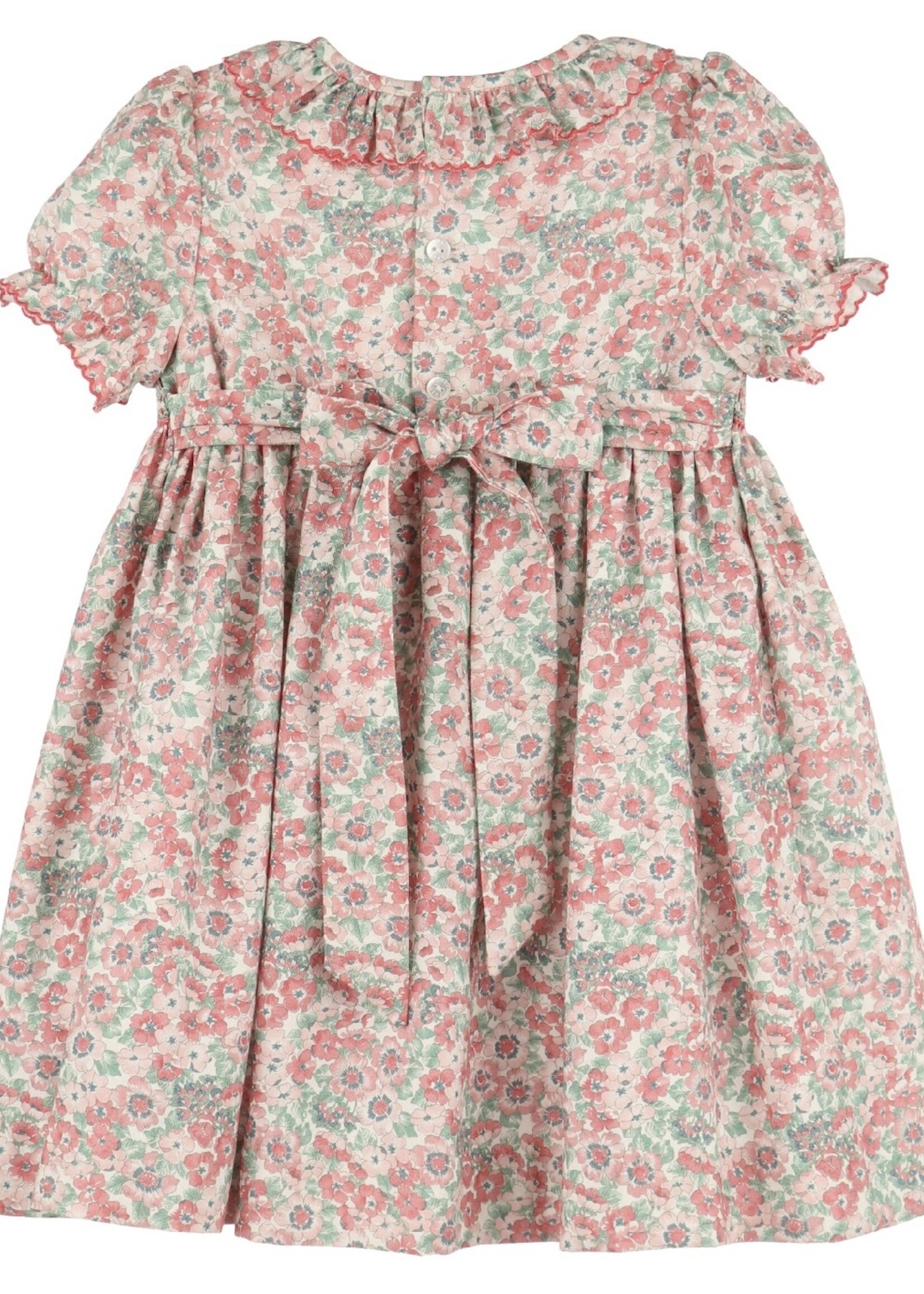 COBALT SCARLET BLUSH FLORAL DRESS