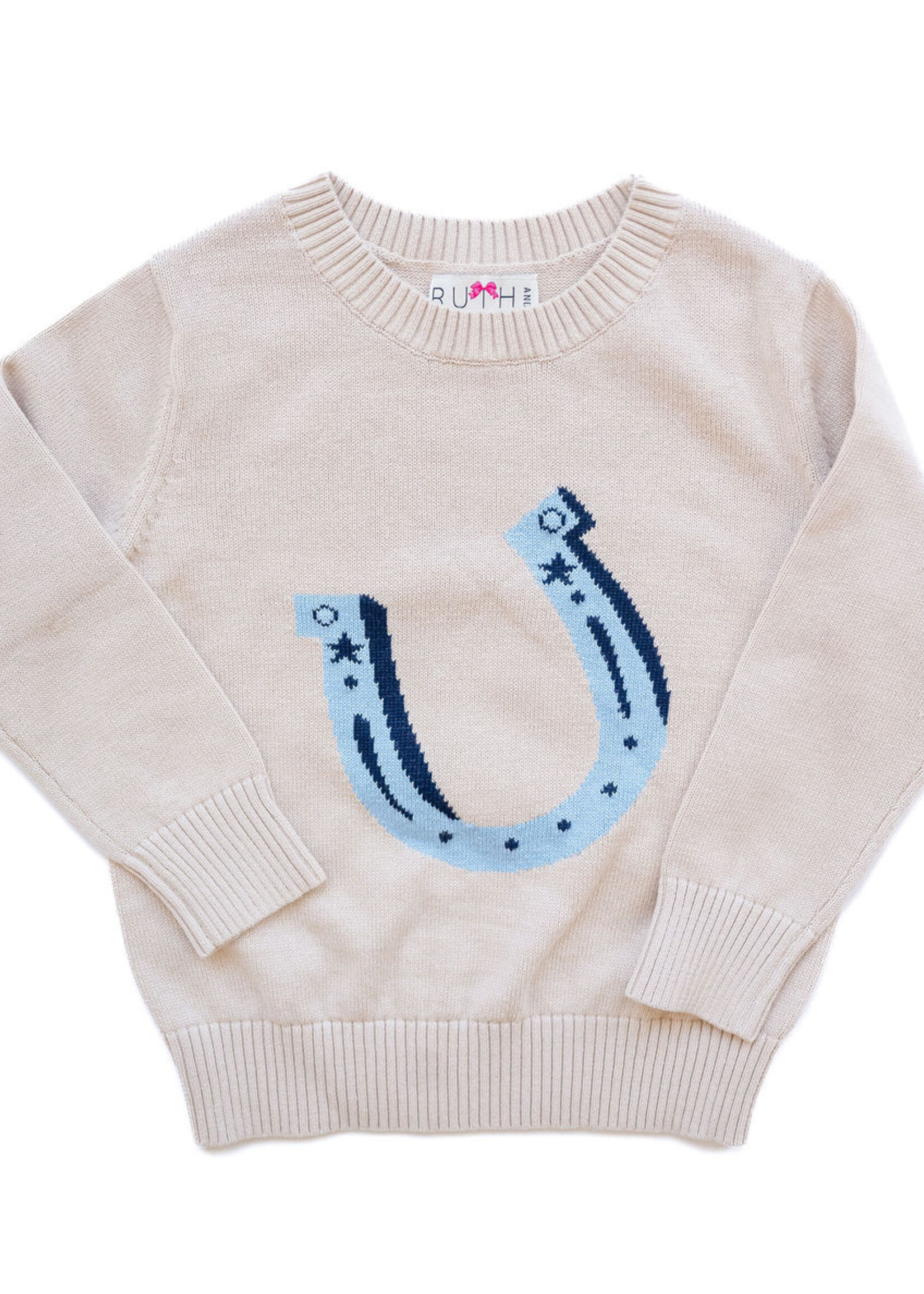 BLUE HORSESHOE KNIT SWEATER