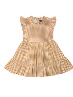 GINGHAM ORANGE RUFFLE DRESS