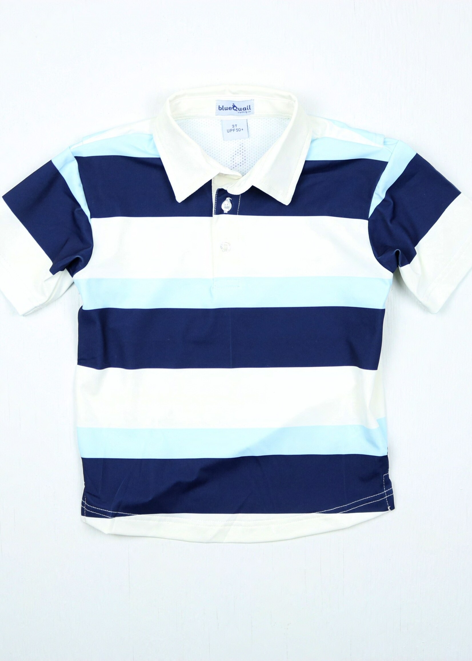 RUGBY STRIPE LT BLUE POLO SHIRT