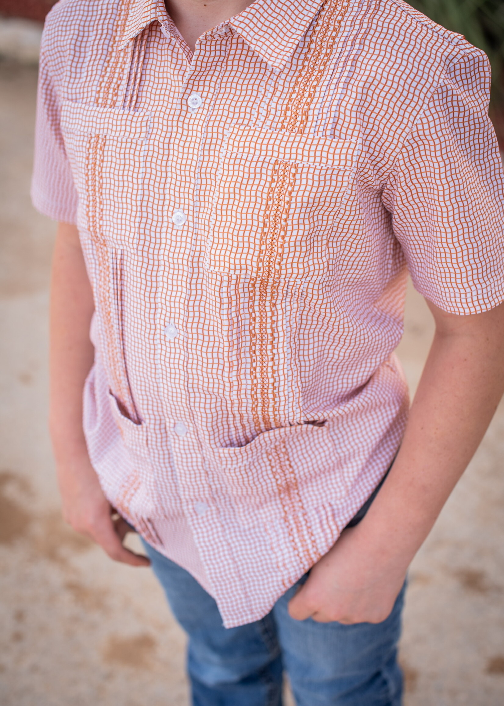 BURNT ORANGE GUAYABERA SHIRT