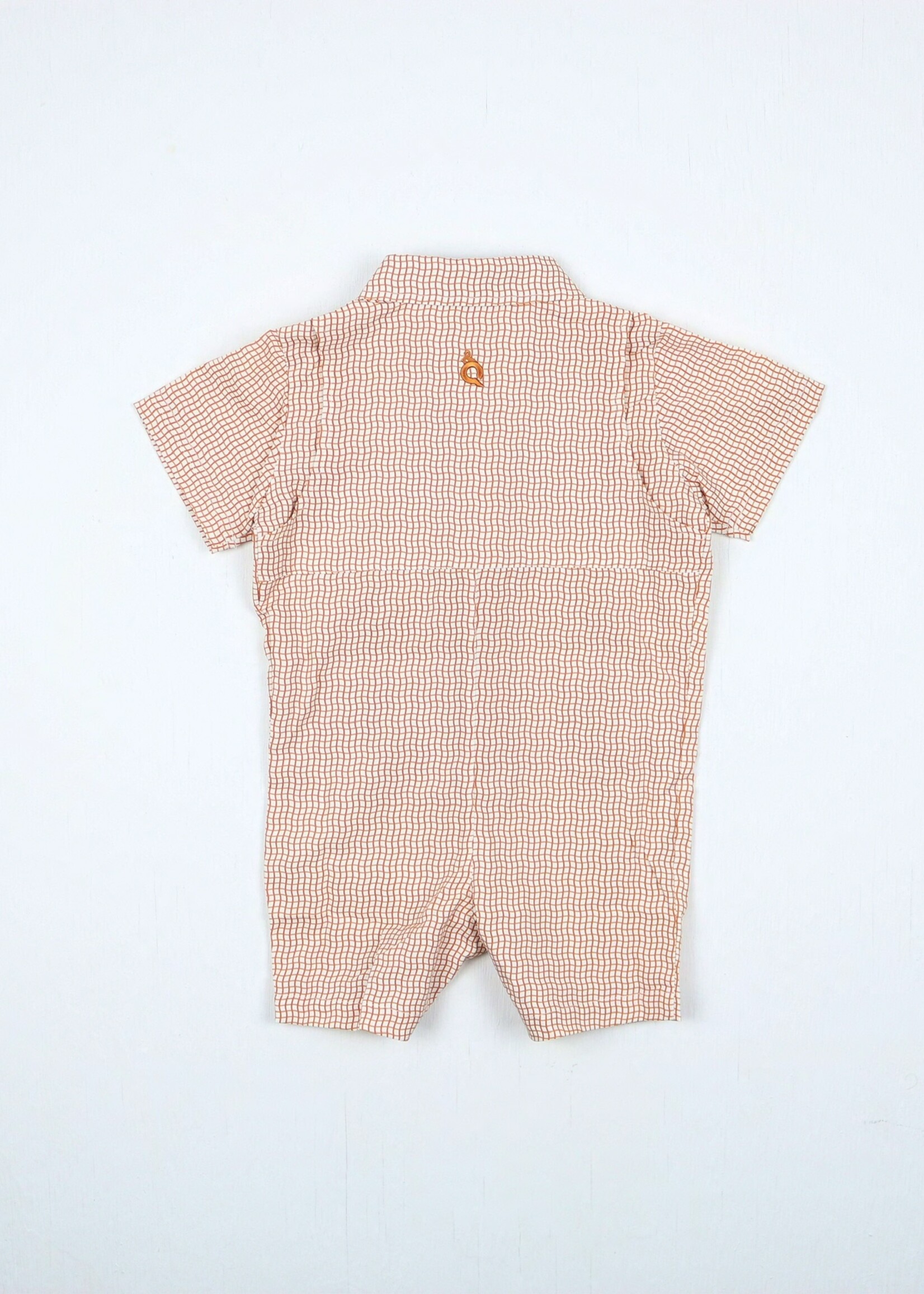 WAVY BURNT ORANGE GUAYABERA ROMPER