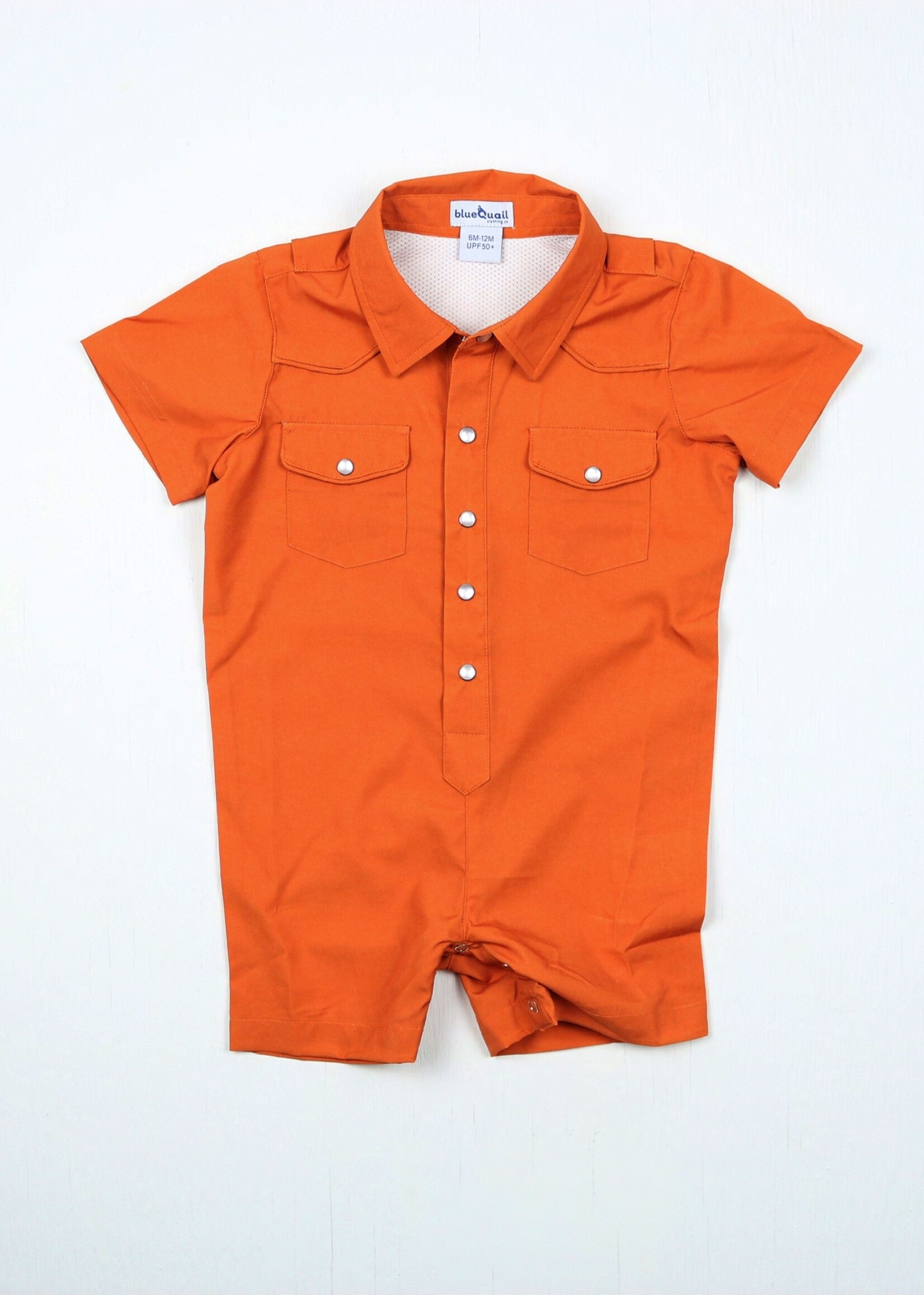 BURNT ORANGE PEARL SNAP ROMPER