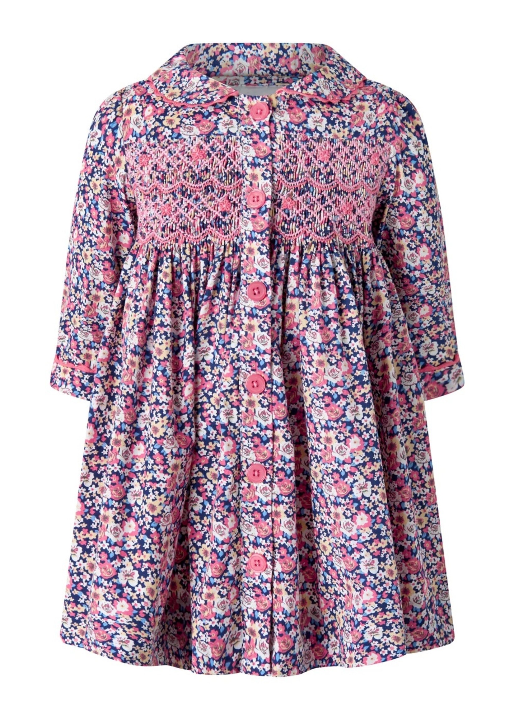 FLORAL SMOCKED BUTTON FRONT DRESS BABY