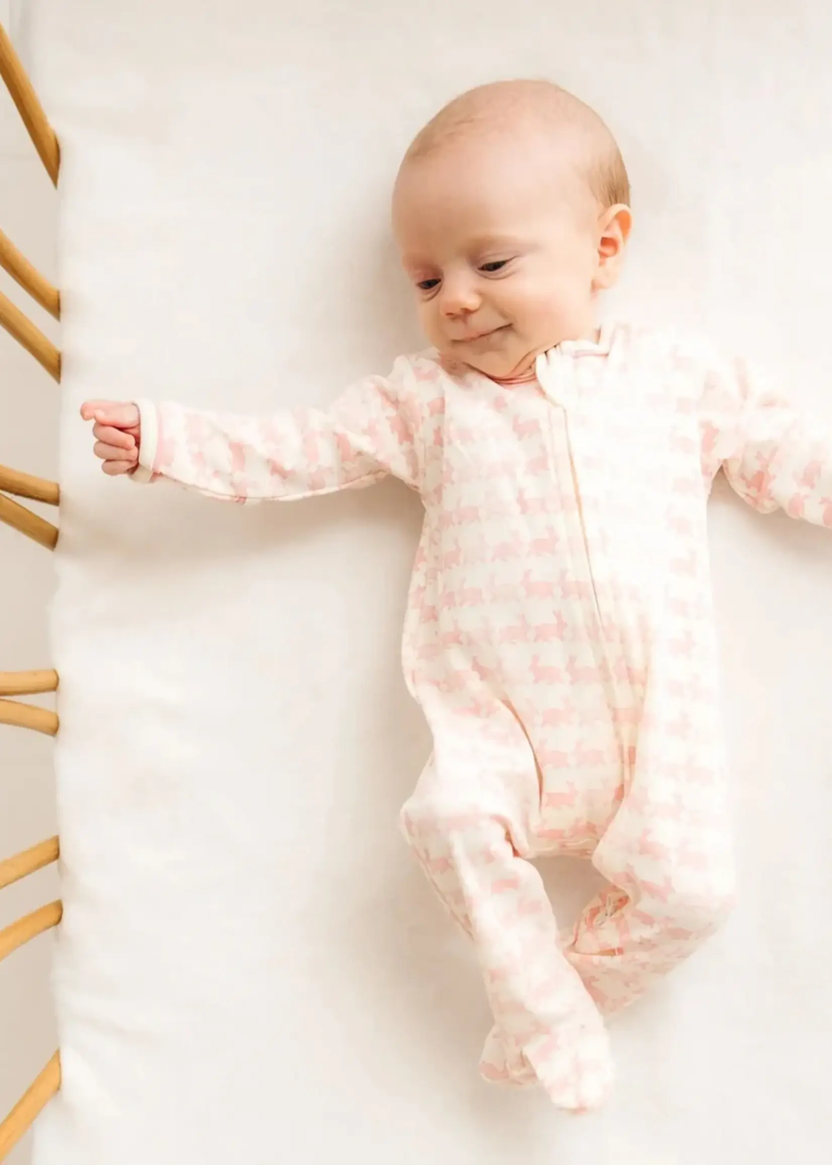 BUNNY HOP DUSTY ROSE ZIP FOOTIE