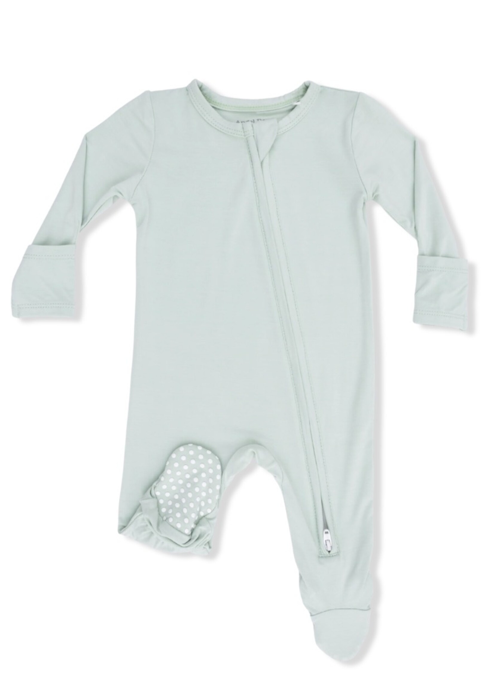 SOLID CAMEO GREEN 2 WAY ZIPPER FOOTIE