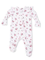 PINK ROSETTES 2 WAY RUFFLE SLEEVE ZIPPER FOOTIE