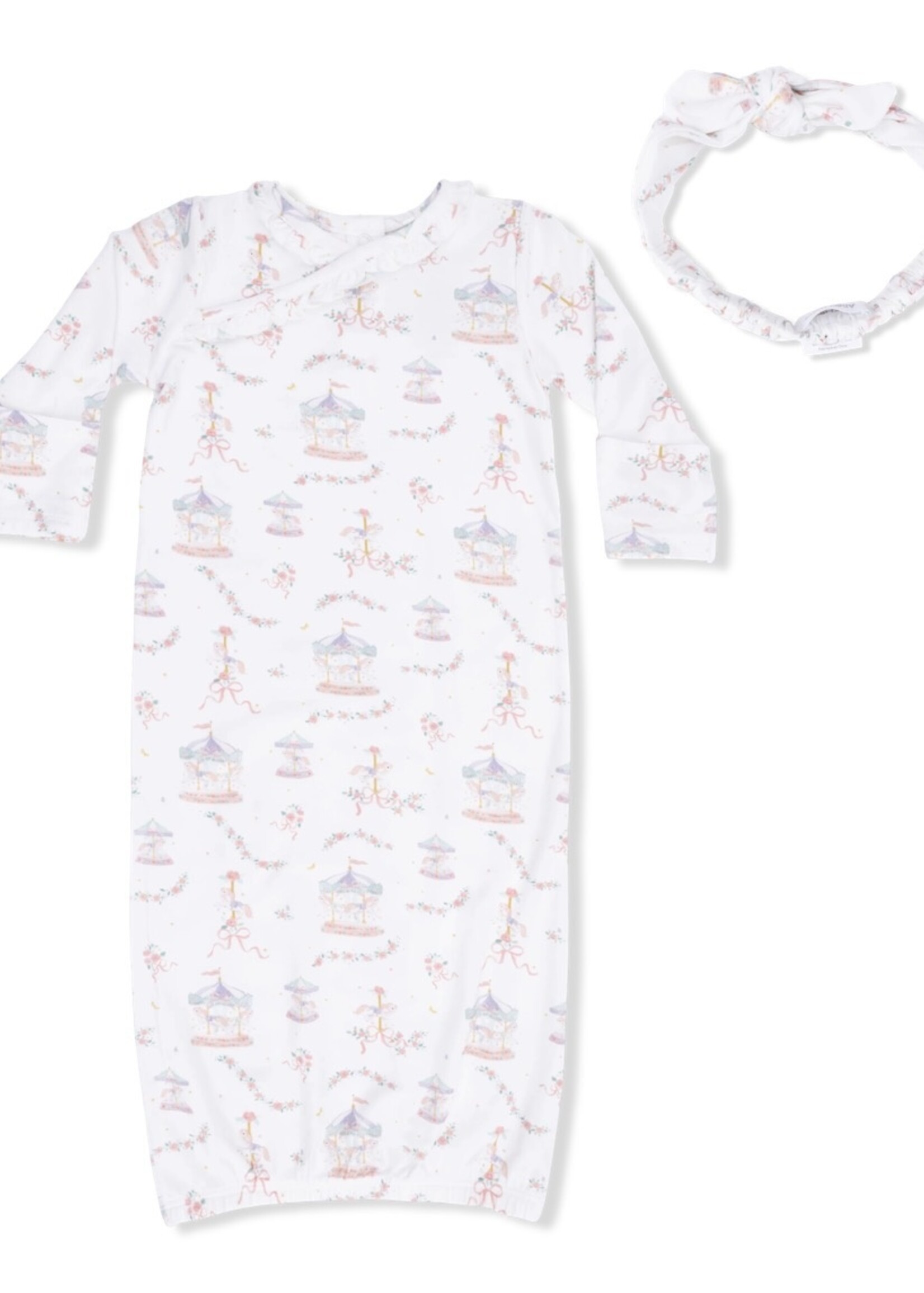 CAROUSEL WITH BOWS KIMONO GOWN & KNOT HEADBAND