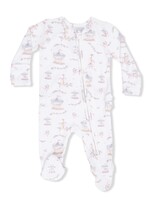 CAROUSEL WITH BOWS 2 WAY RUFFLE BACK ZIPPER FOOTIE