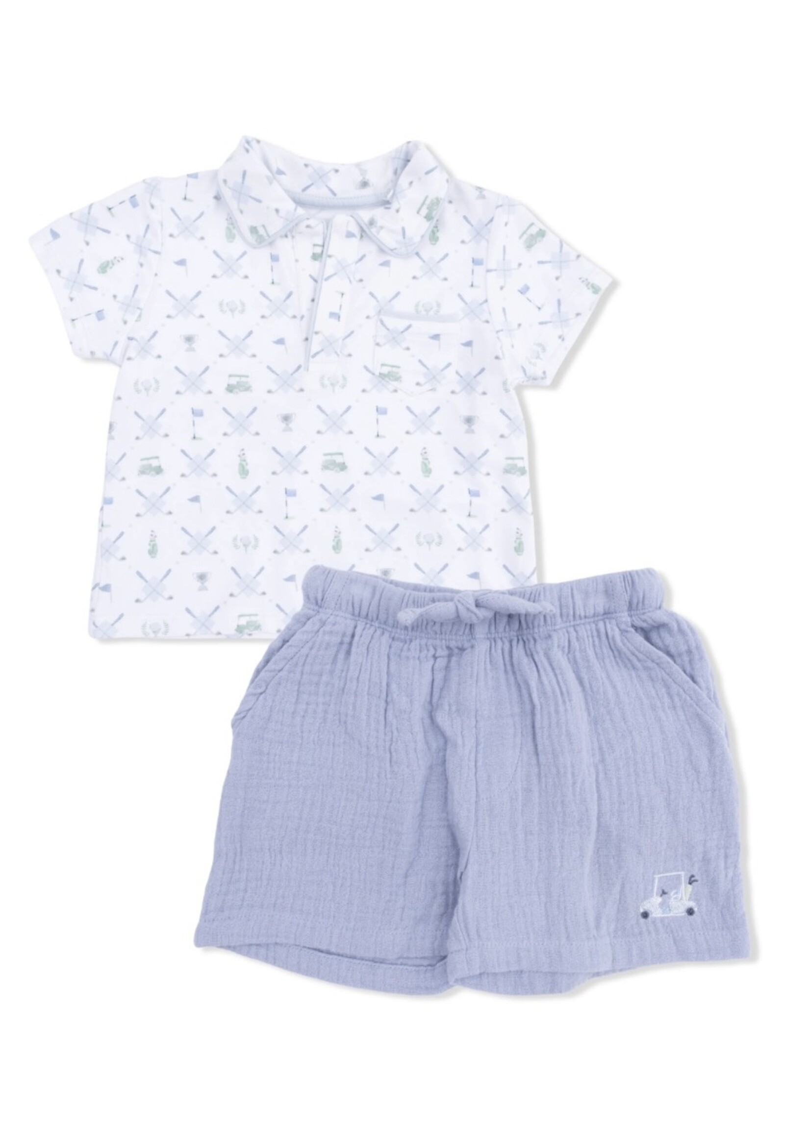 GOLF TRELLIS BLUE POLO WITH CASUAL SHORT