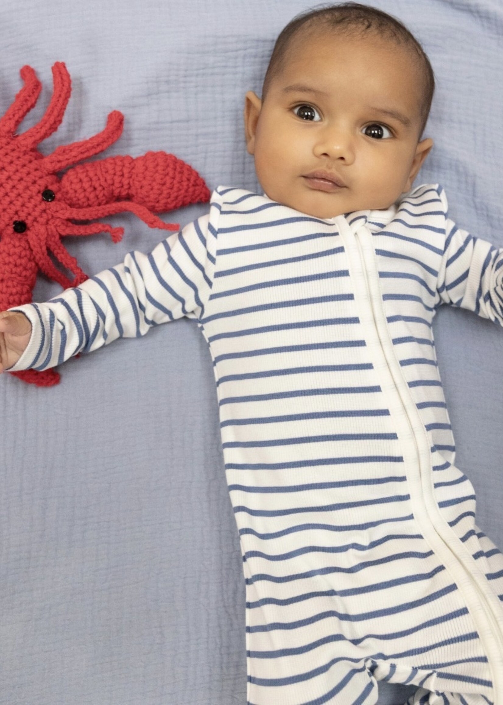 NAVY STRIPE 2 WAY ZIPPER FOOTIE