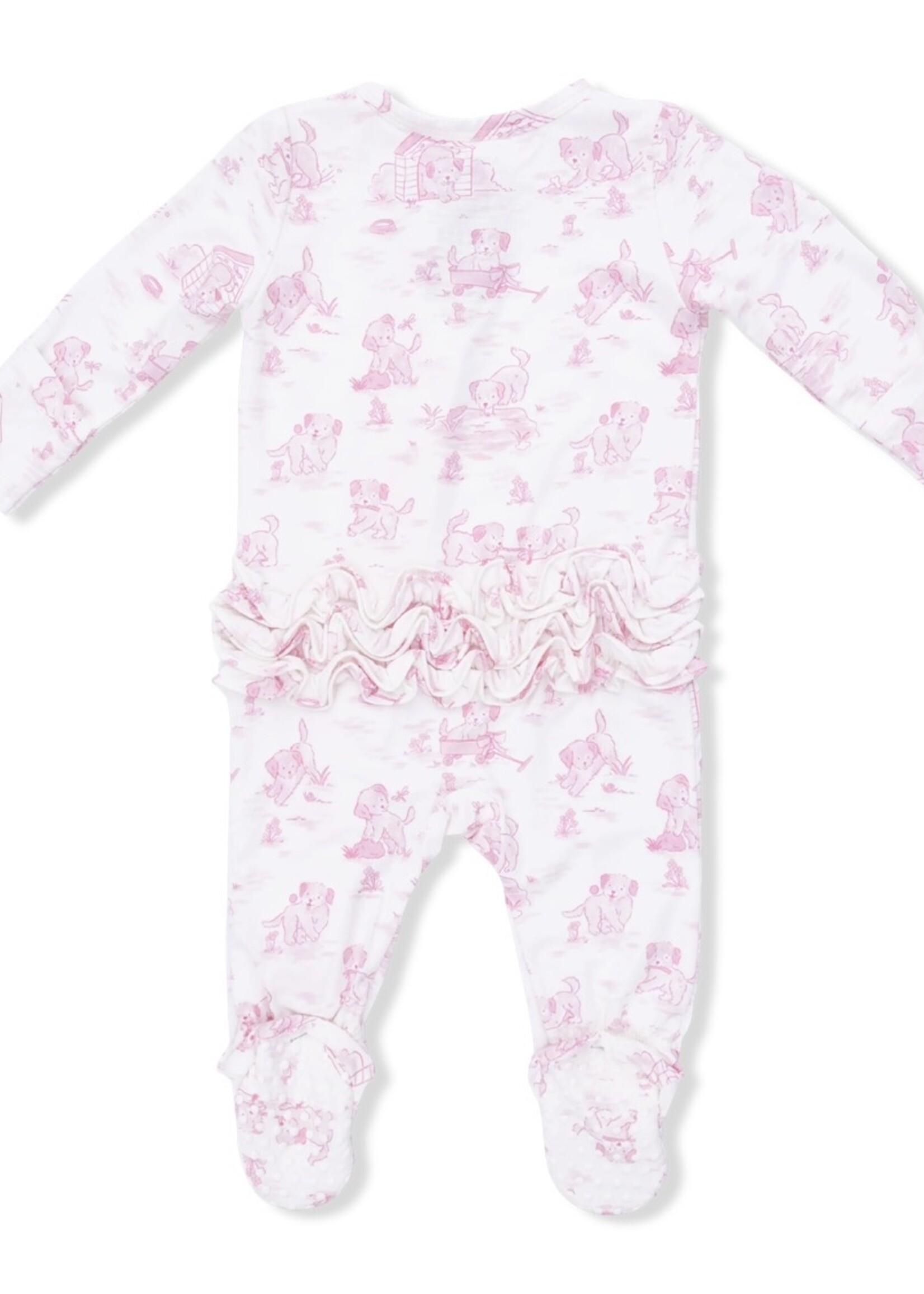 PUPPY TOILE PINK 2 WAY ZIPPER FOOTIE