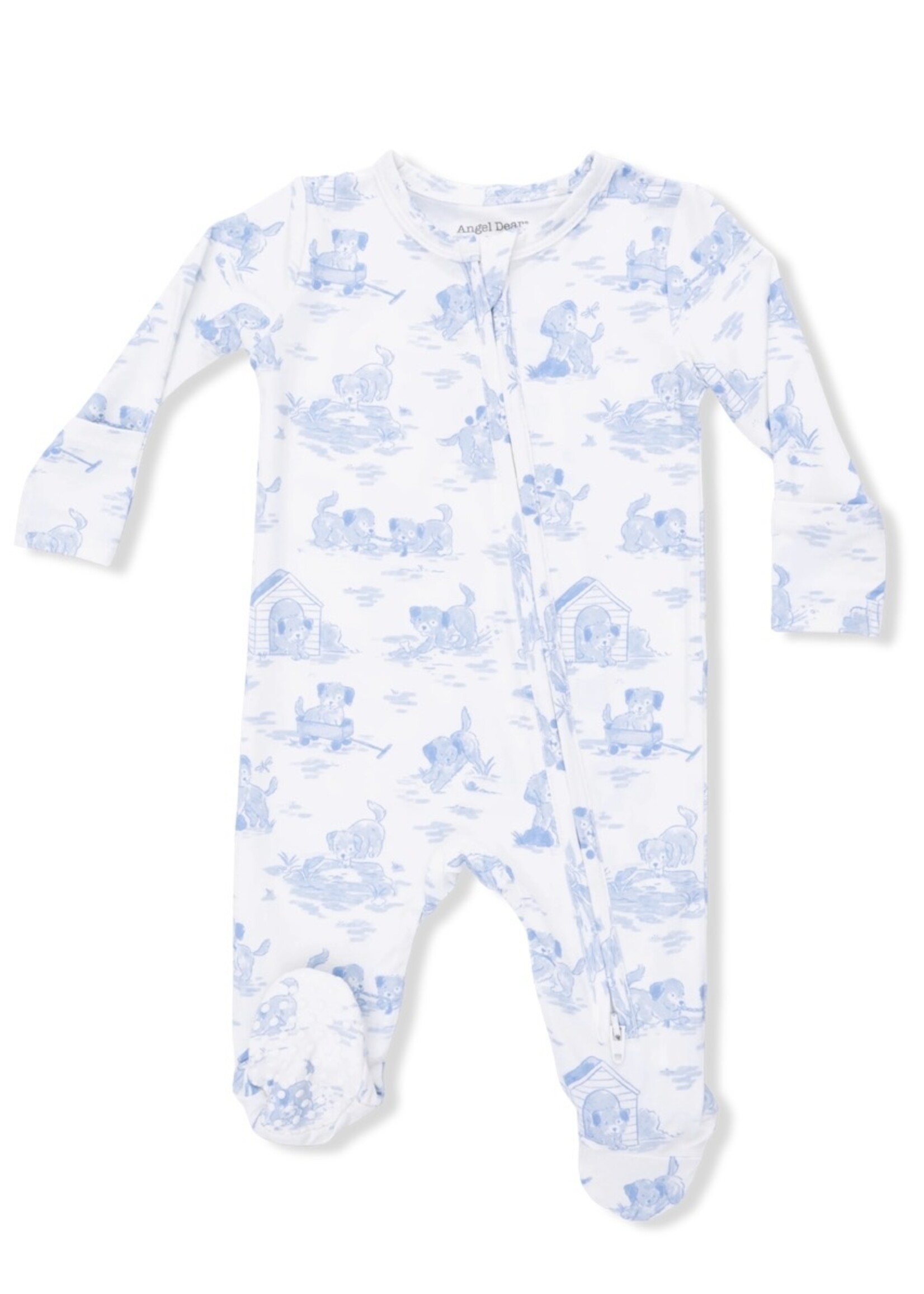 PUPPY TOILE BLUE 2 WAY ZIPPER FOOTIE