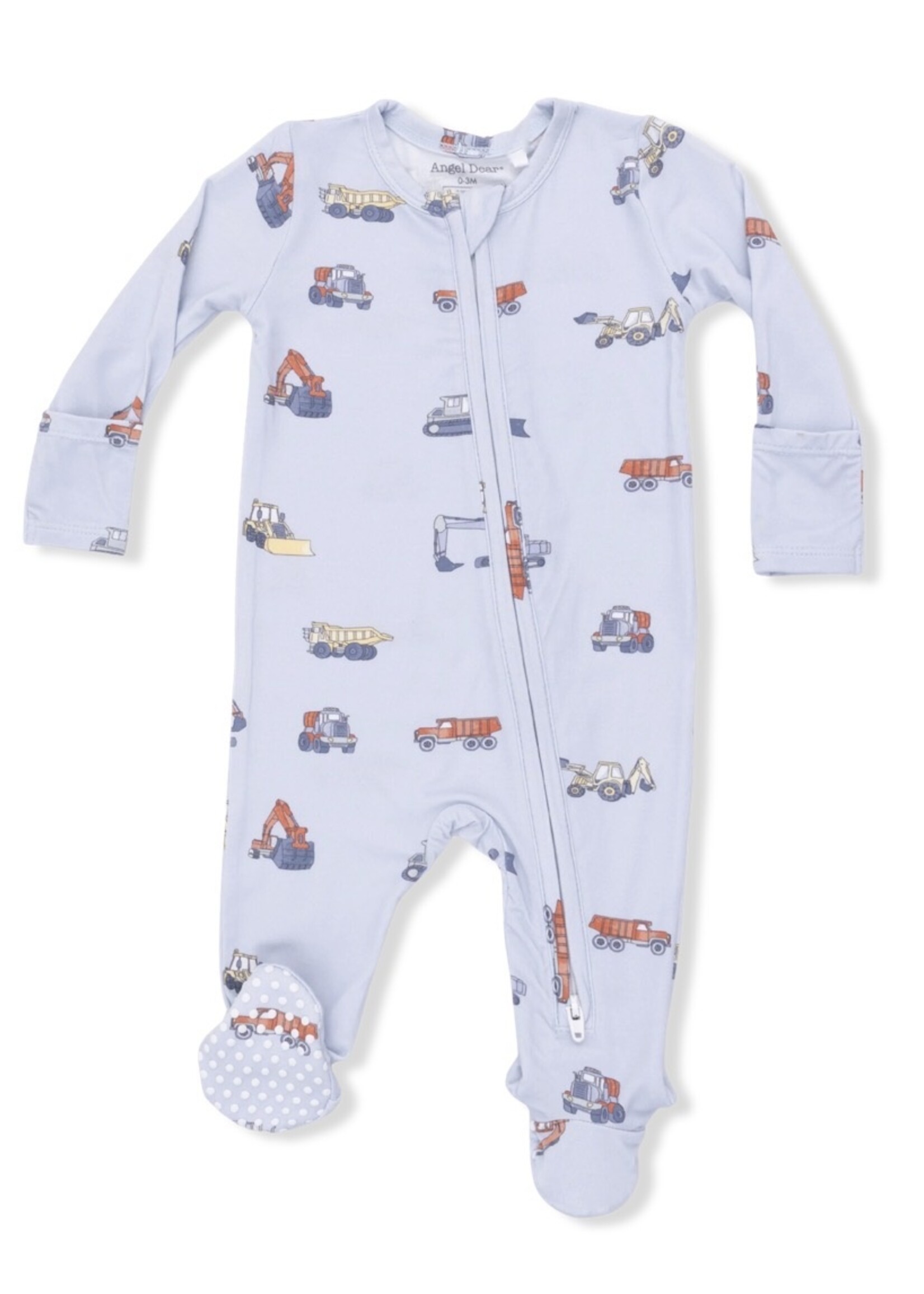 CONSTRUCTION VEHICLES 2 WAY ZIPPER FOOTIE