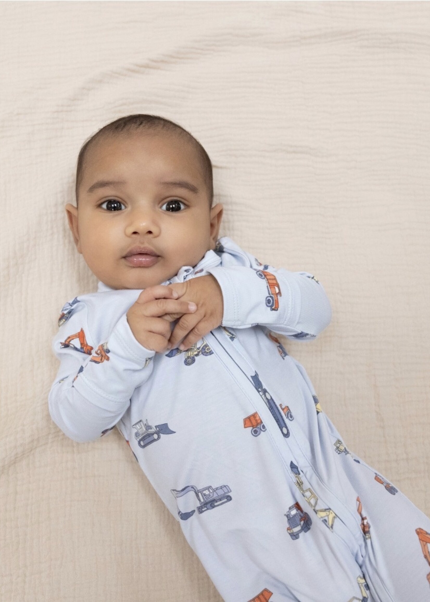 CONSTRUCTION VEHICLES 2 WAY ZIPPER FOOTIE